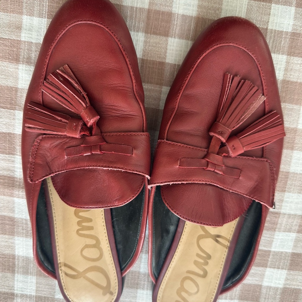 Sam Edelman Burgundy Leather Tassel Loafers